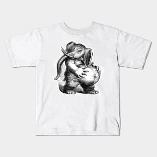 Paunchy elephant vintage drawing in black with white background Kids T-Shirt